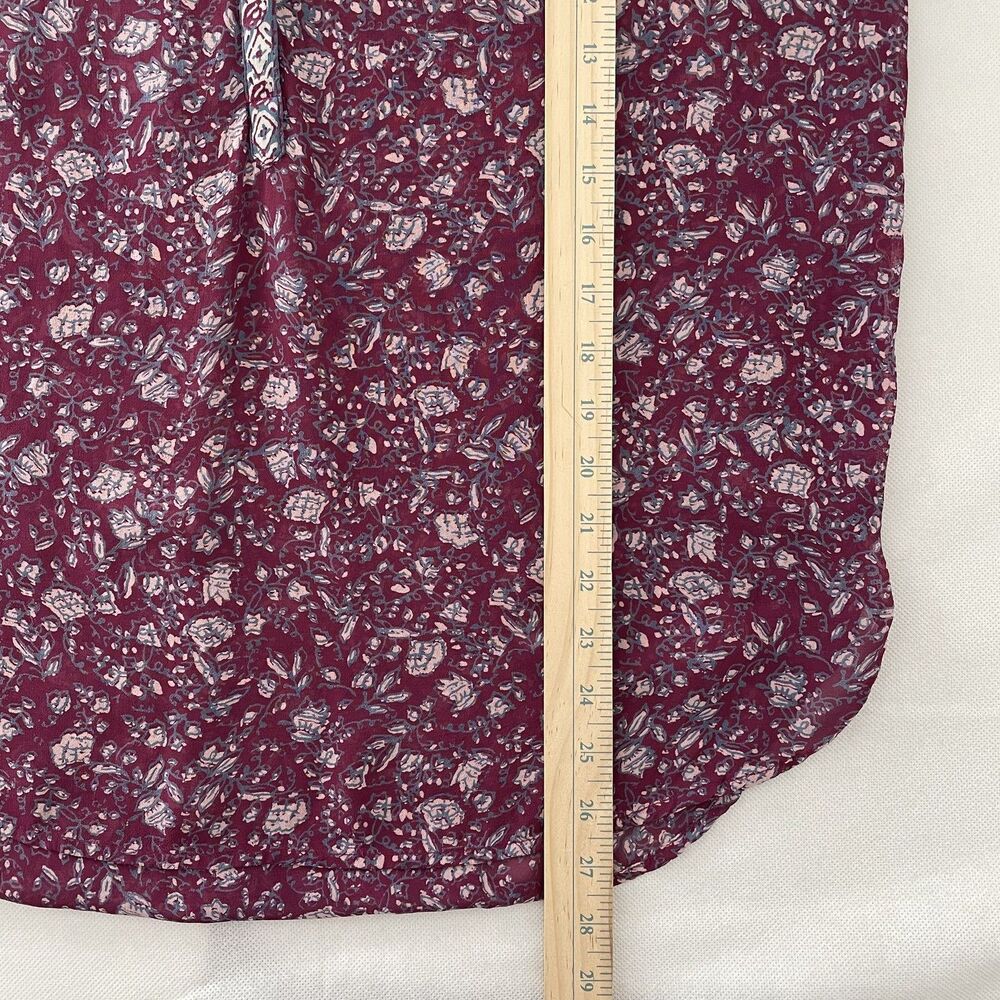 Lucky Brand Women's Floral Peasant Blouse Long Sleeve Purple Size L - Picture 7 of 9